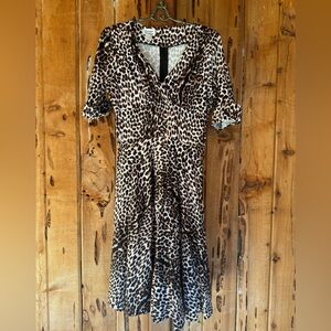 Unique Vintage Leopard Print Midi swing Dress Rockabilly pinup retro large